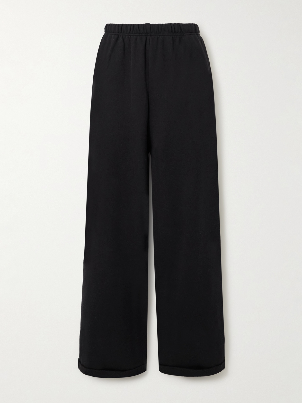 Skims Cotton-blend Jersey Straight-leg Track Pants In Black
