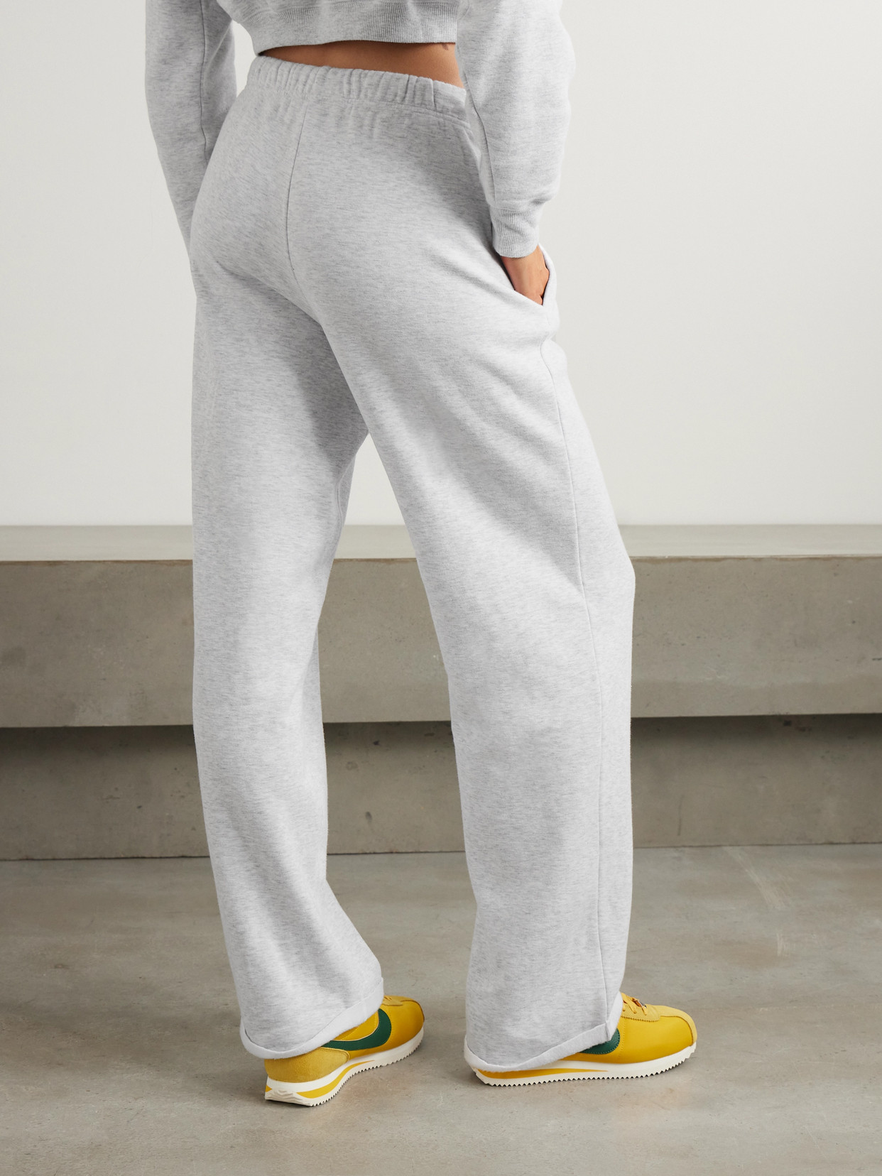 Skims Cotton-blend Jersey Straight-leg Track Pants In Gray