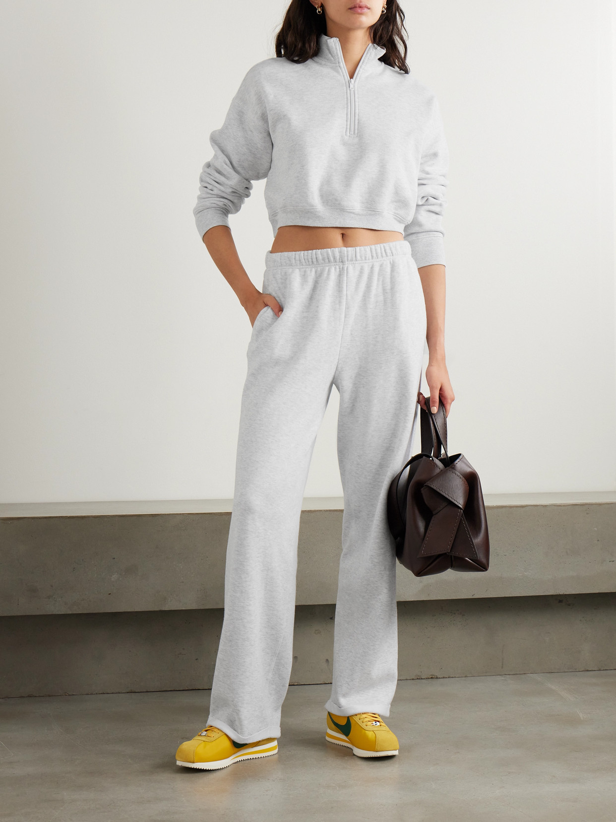 Skims Cotton-blend Jersey Straight-leg Track Pants In Gray