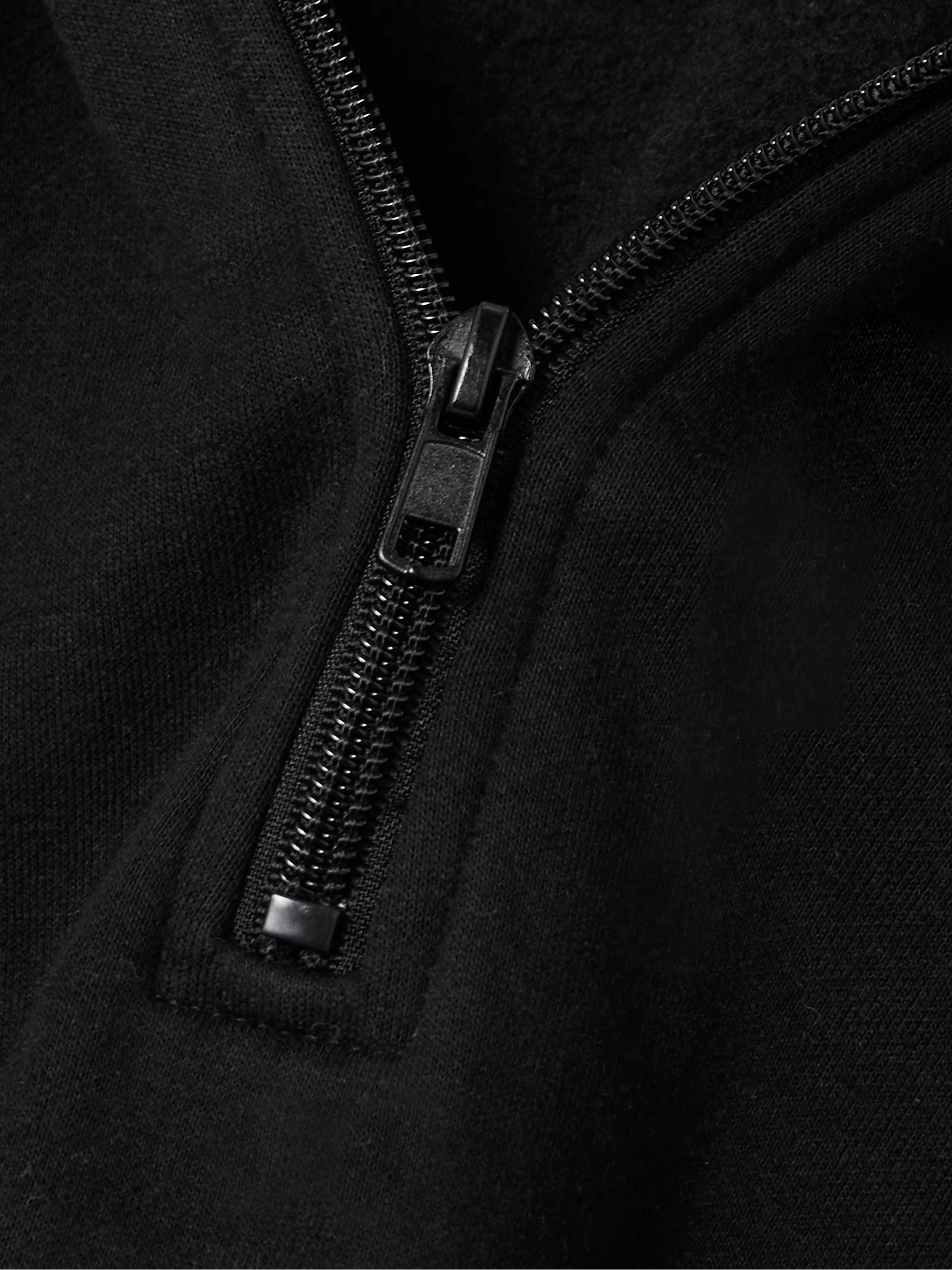 Skims Cropped cotton-blend jersey half-zip sweater - Onyx thumbnail