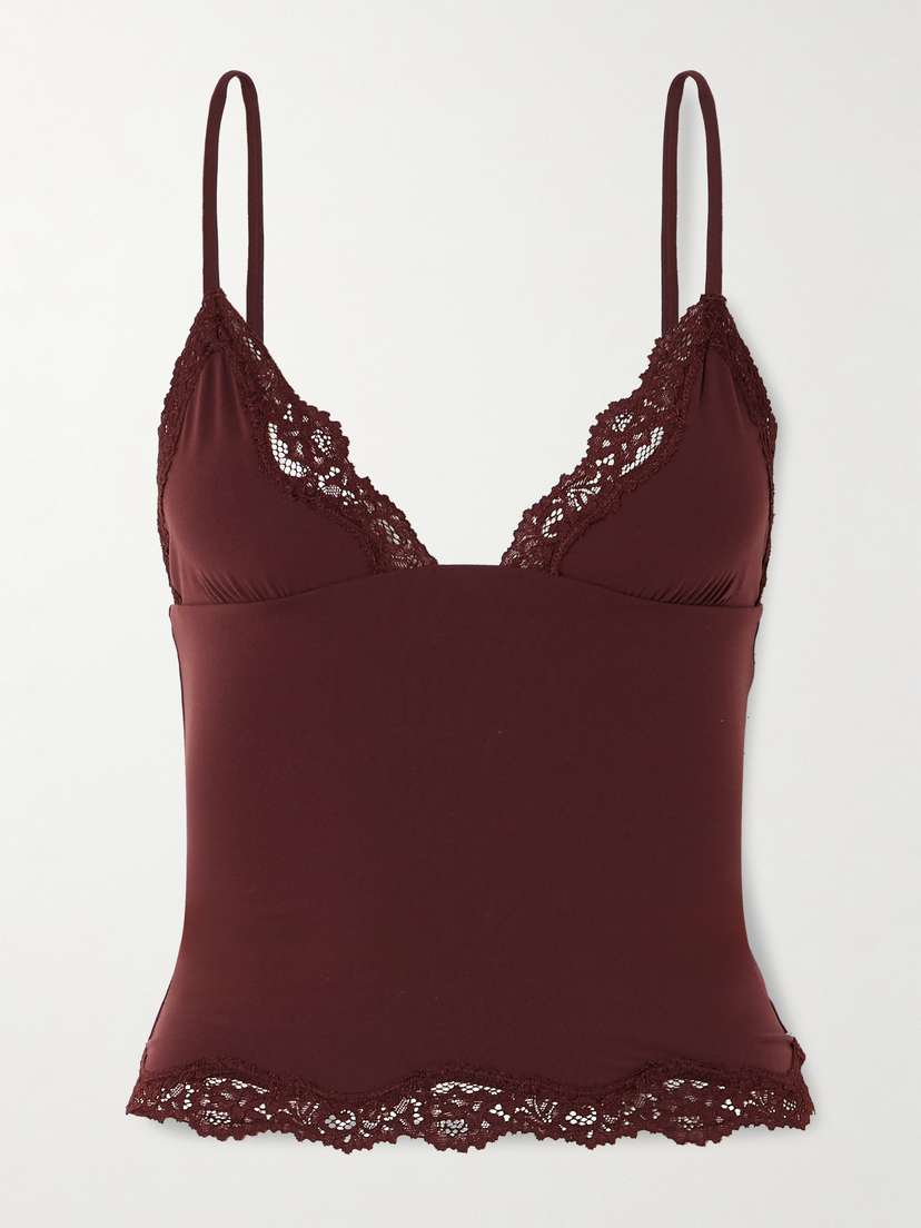 Skims Fits Everybody Lace Triangle Cami - Oxblood