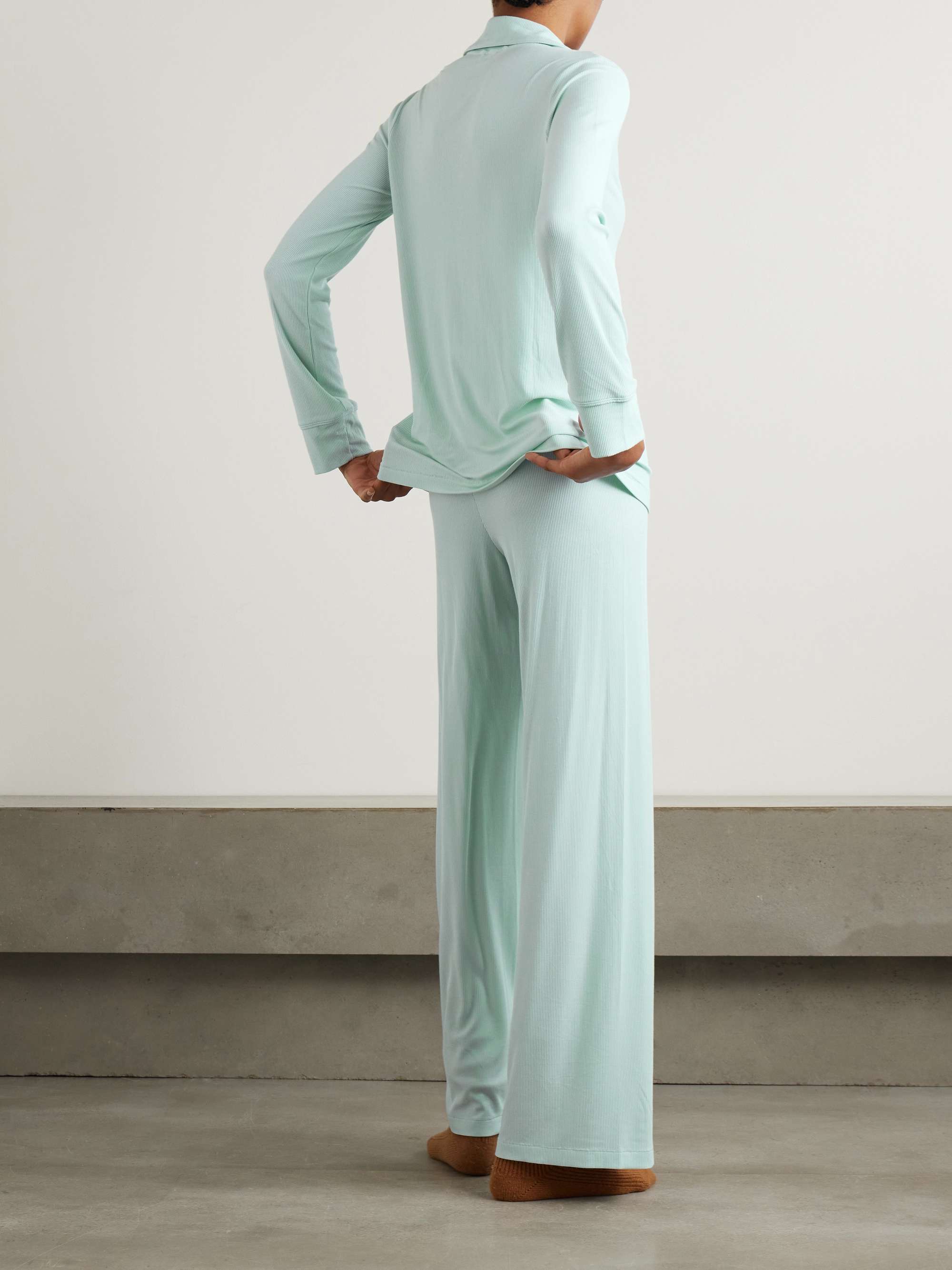 SKIMS Ribbed stretch-modal jersey lounge set - Heather Grey