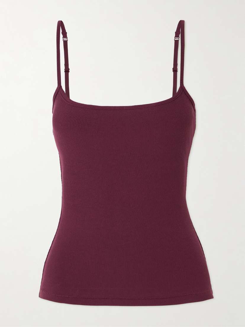 Skims Soft Lounge Ribbed Stretch-modal Tank - Bordeaux