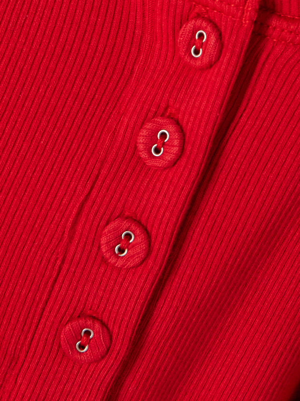 Skims Long Sleeve Crop Henley In Red