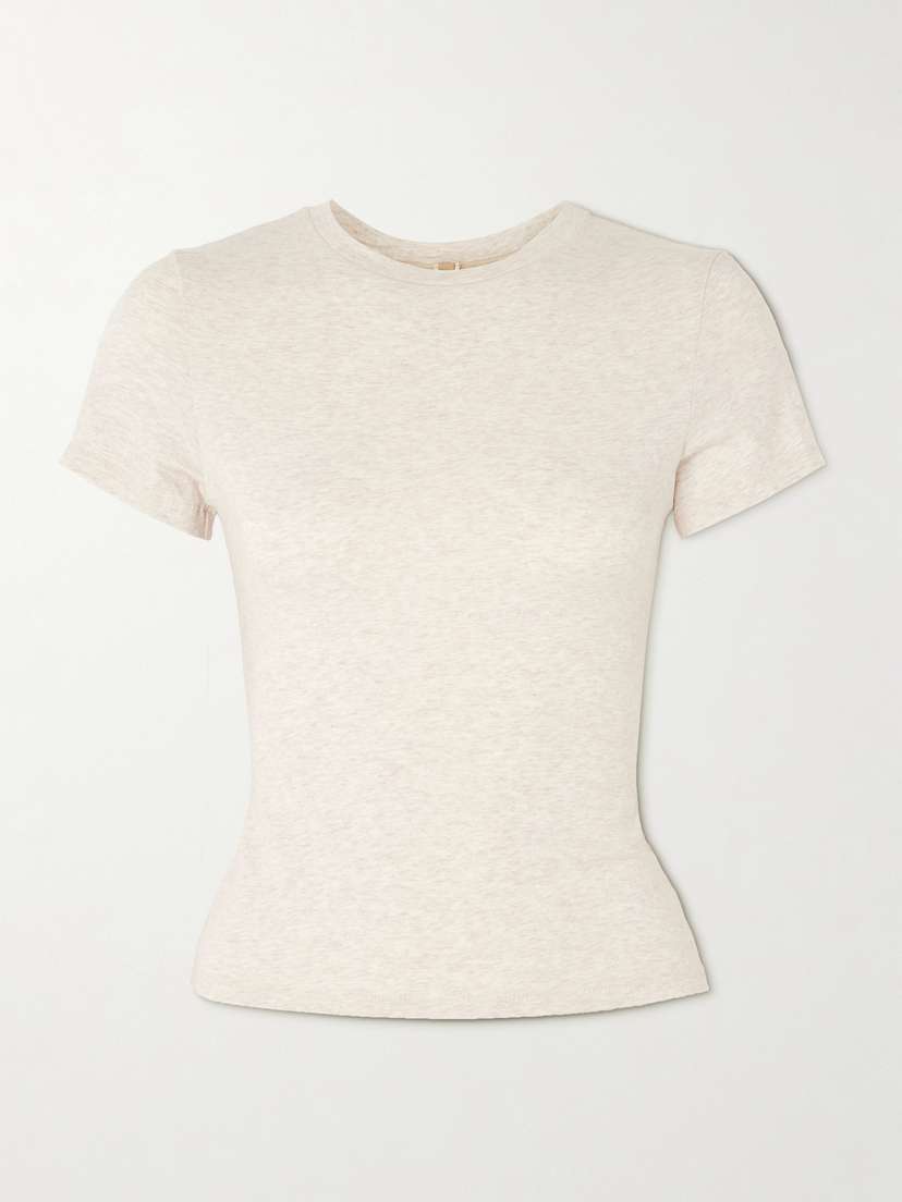 Skims Stretch-cotton Jersey T-shirt - Heather Oatmeal