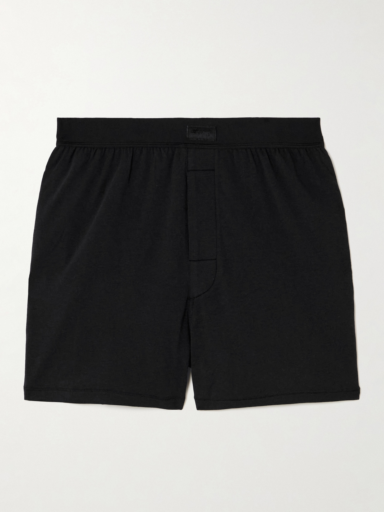 Skims Boyfriend Loose Boxer Stretch-modal And Cotton-blend Jersey Shorts In Black