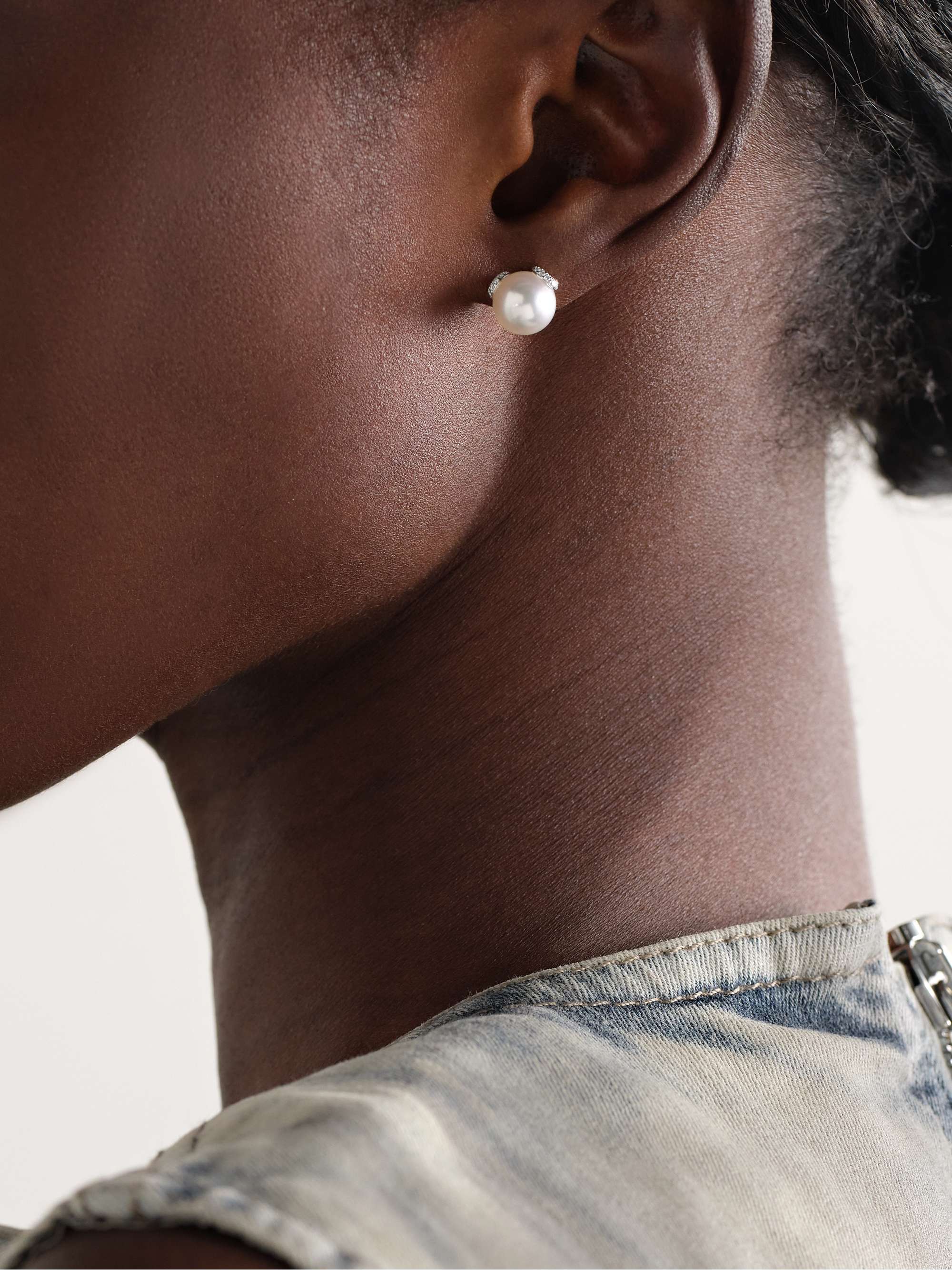 MIKIMOTO 18Kホワイトゴールド パール ダイヤモンド ピアス | NET-A-PORTER