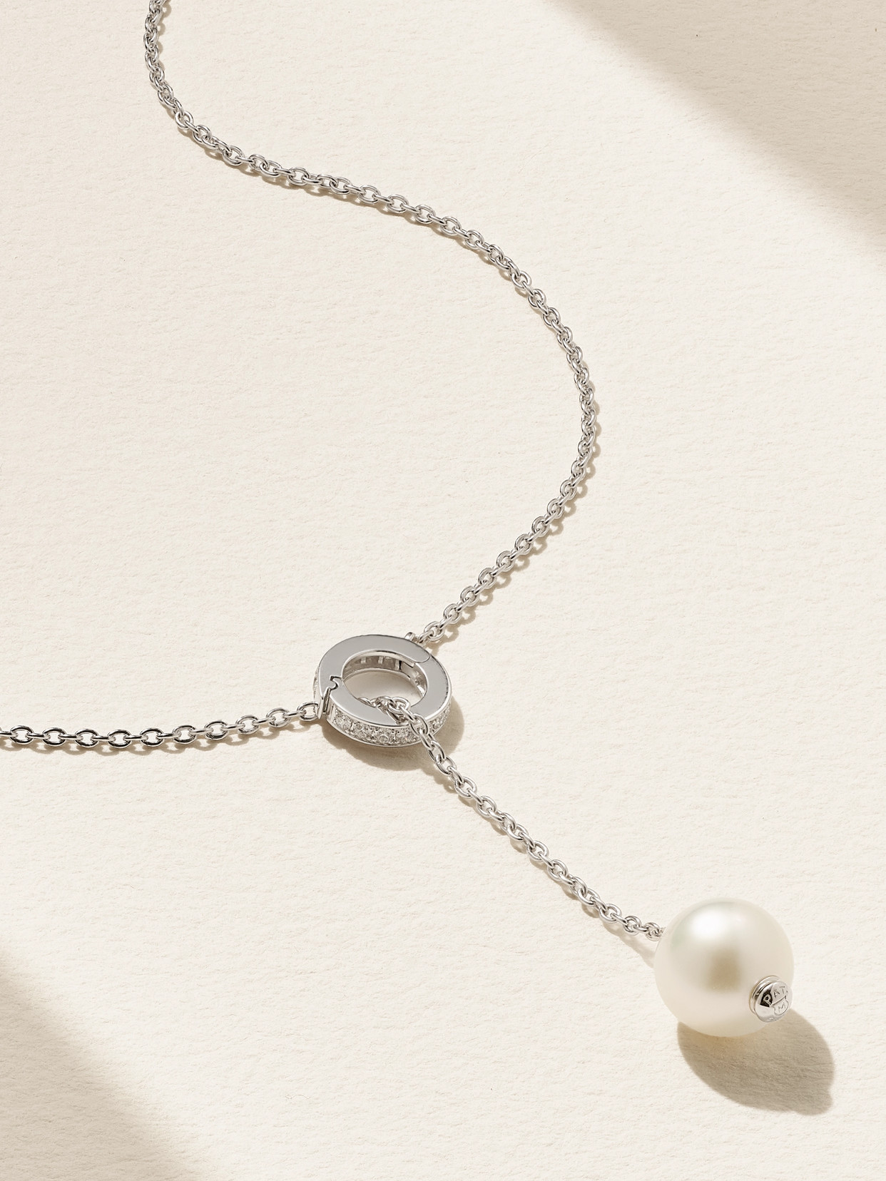 Mikimoto Pearls In Motion 18-karat White Gold, Pearl And Diamond Necklace In White