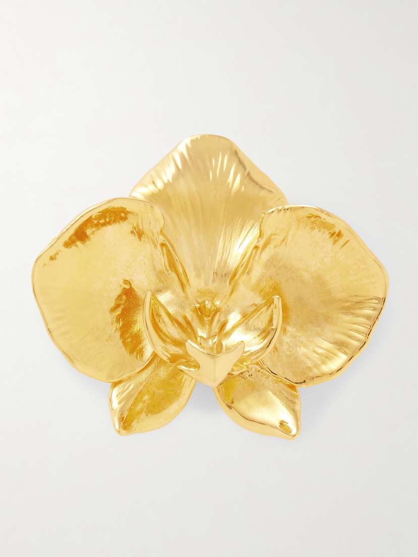 Oscar de la Renta Orchid Gold-tone Brooch
