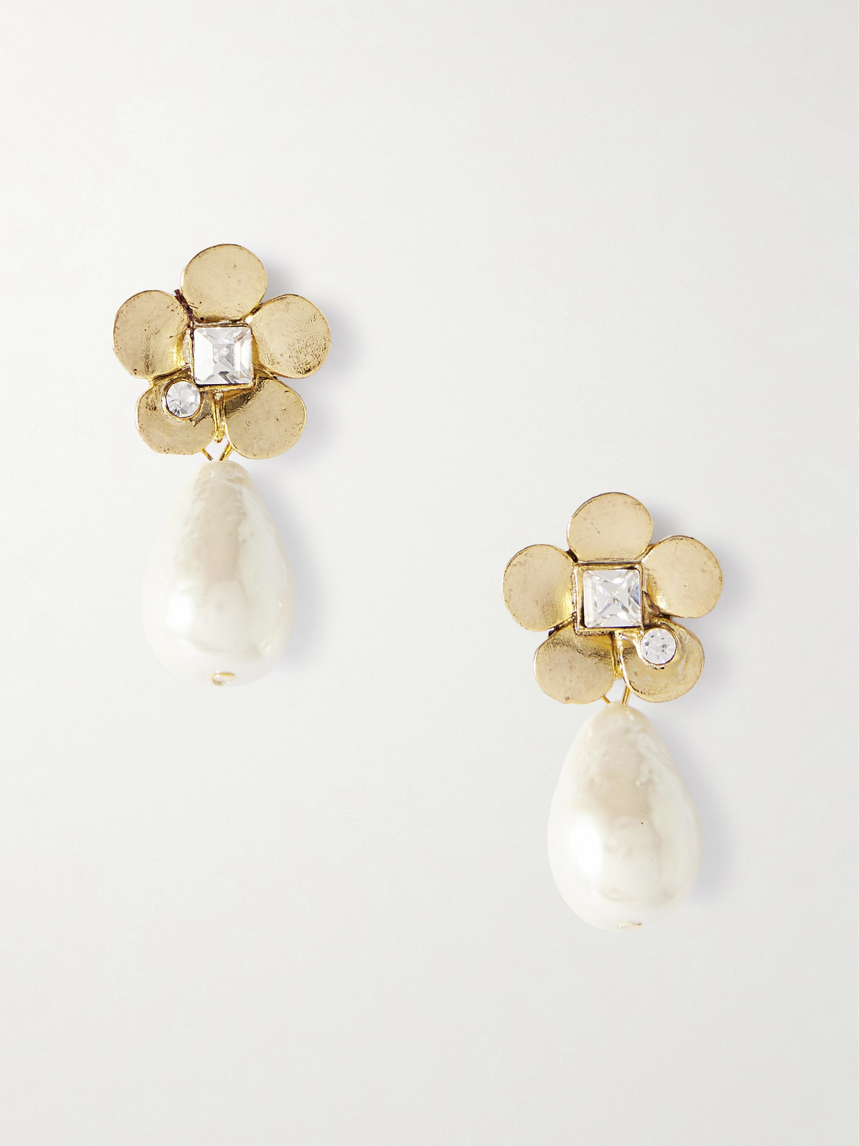 Oscar De La Renta Gold-tone, Faux Pearl And Crystal Earrings