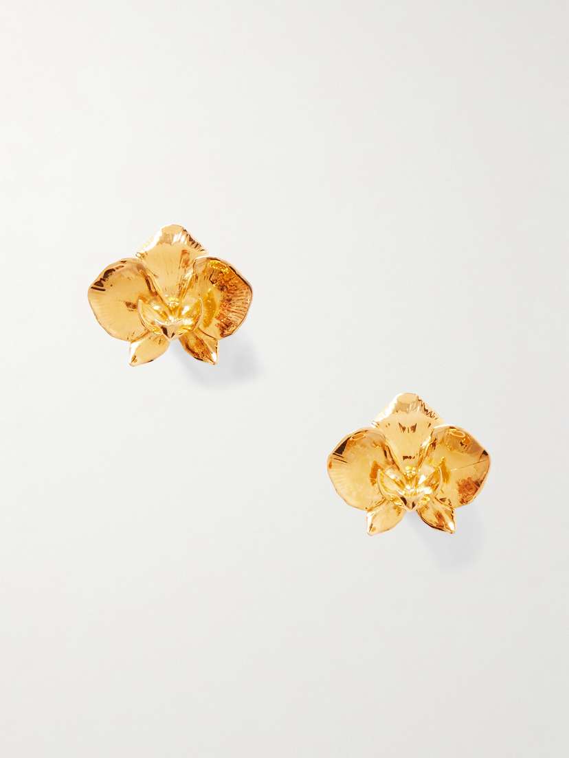 Oscar de la Renta Orchid Gold-tone Earrings