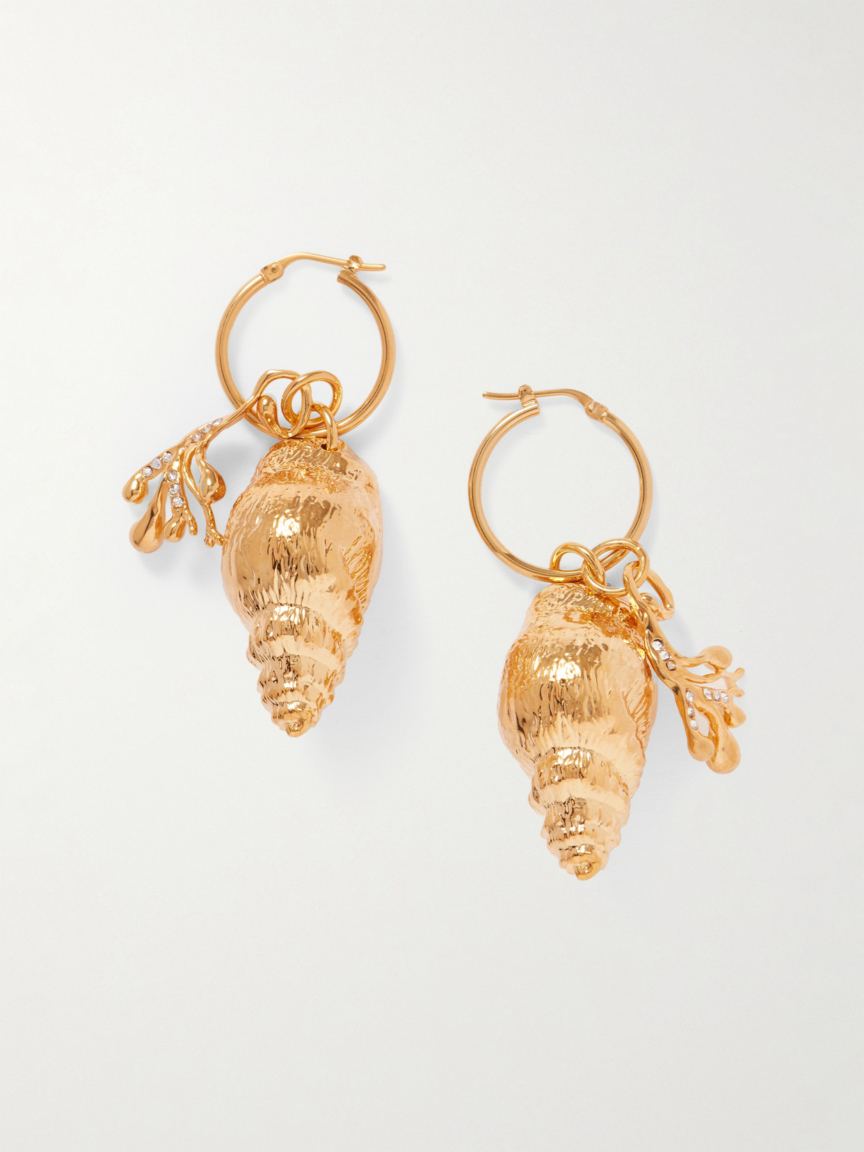 Oscar De La Renta Gold-tone Crystal Hoop Earrings