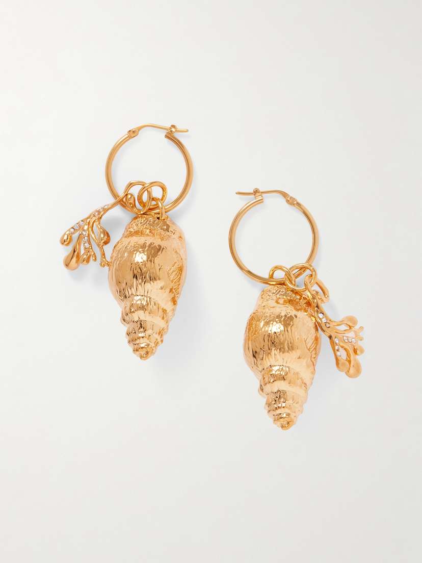 Oscar de la Renta tone Crystal Hoop Earrings