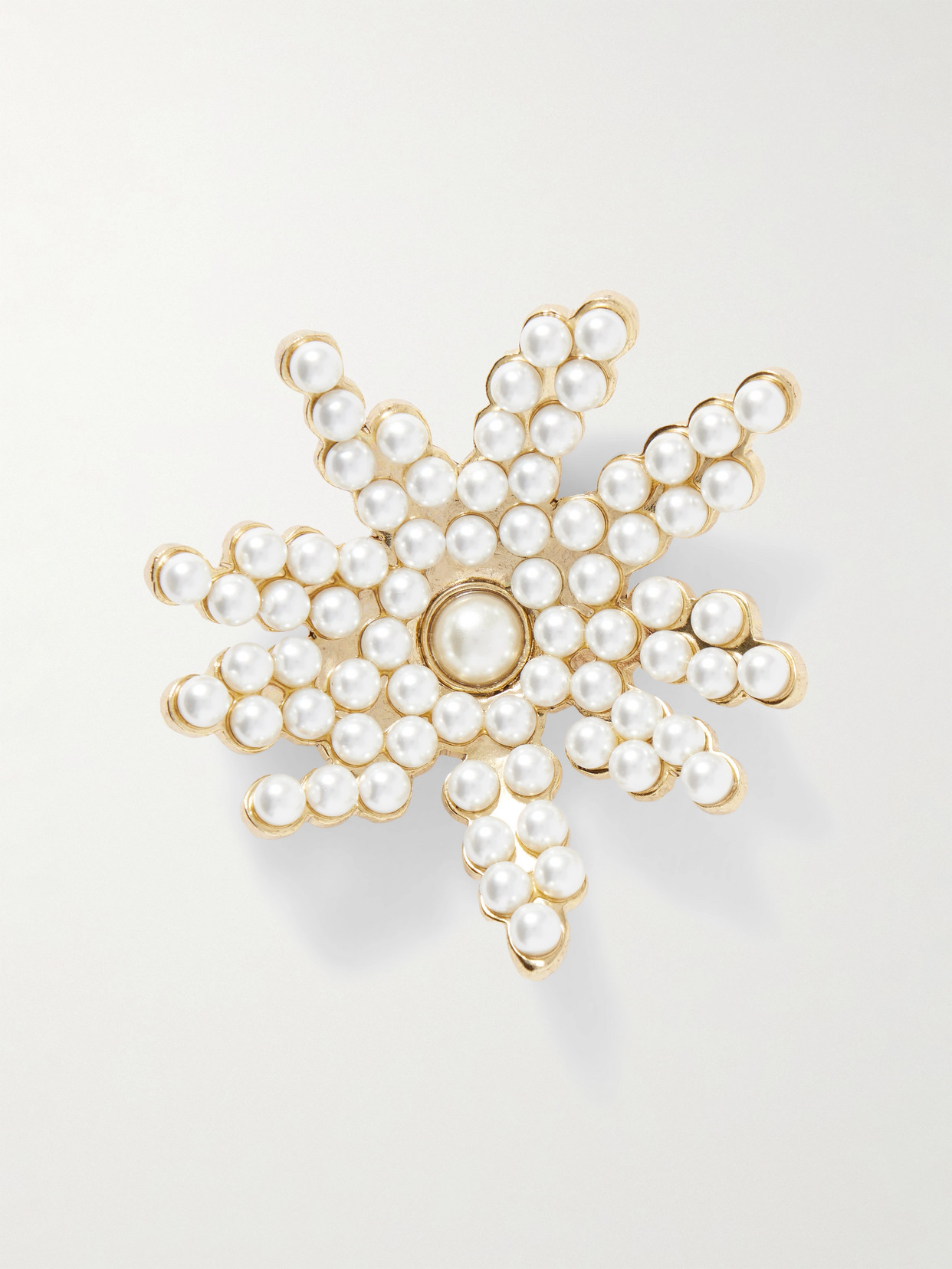 Oscar De La Renta Gold-tone Faux Pearl Brooch