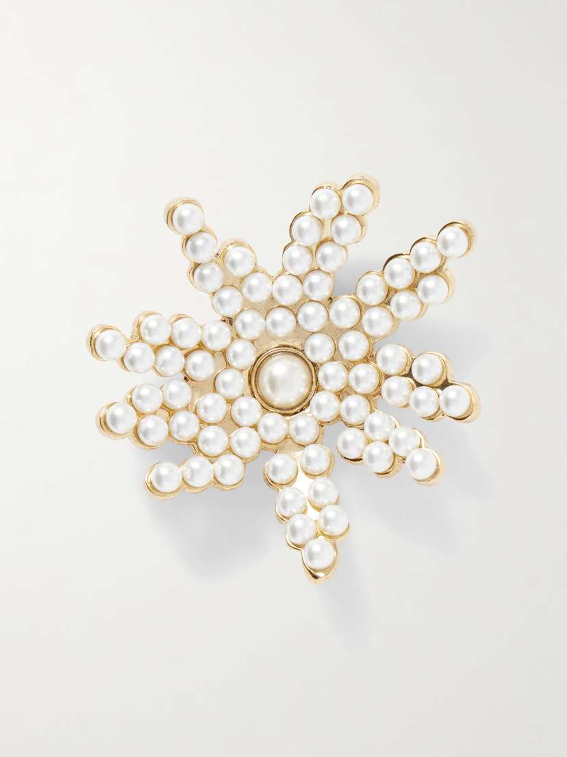 Oscar de la Renta Gold-tone Faux Pearl Brooch