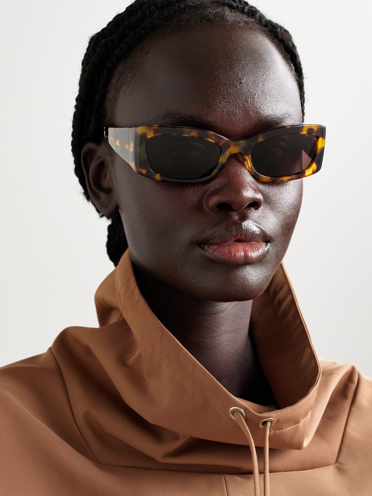Oliver Peoples + Khaite 1989c Rectangular-frame Tortoiseshell Acetate Sunglasses In Tortoiseshell