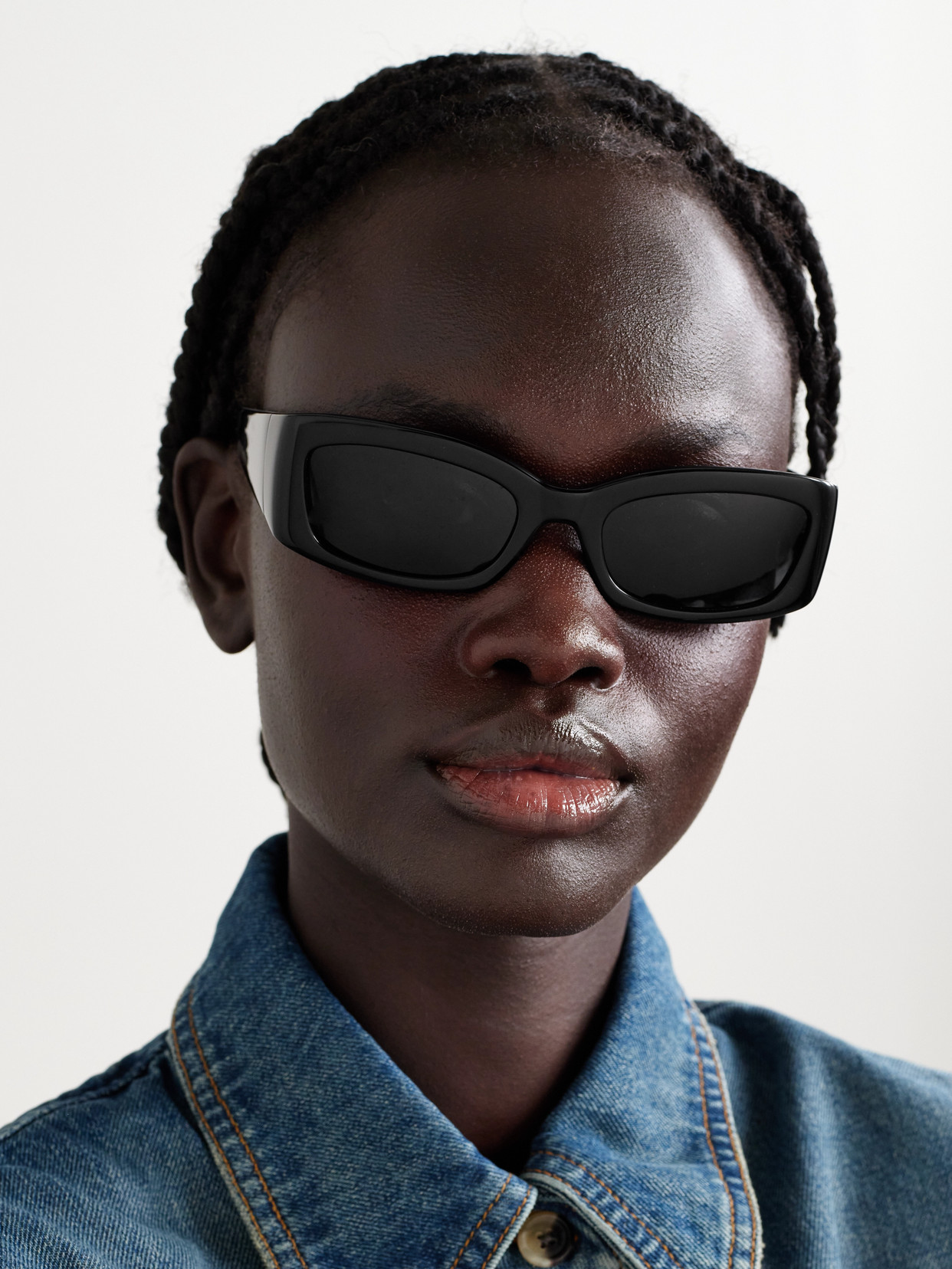 Oliver Peoples + Khaite 1989c Rectangular-frame Acetate Sunglasses In Black
