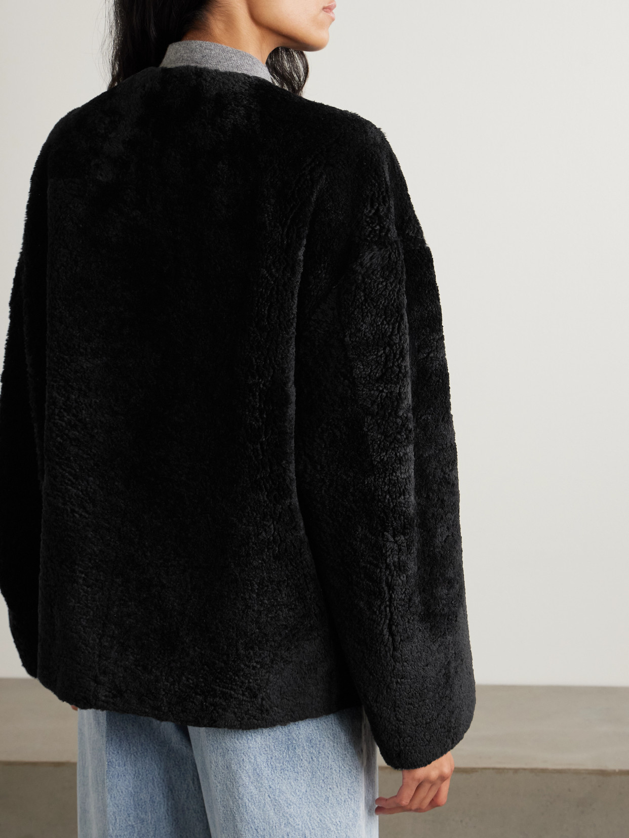 Leather-Trimmed Shearling Jacket