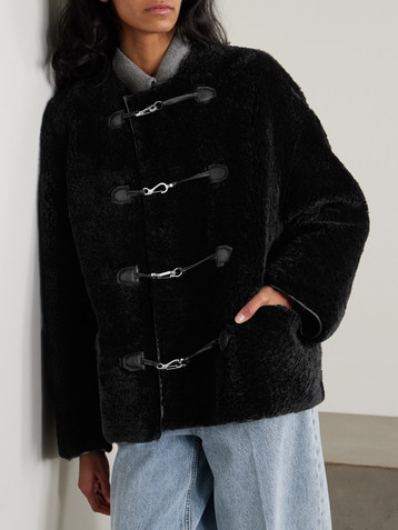 TOTEME Leather-trimmed shearling jacket