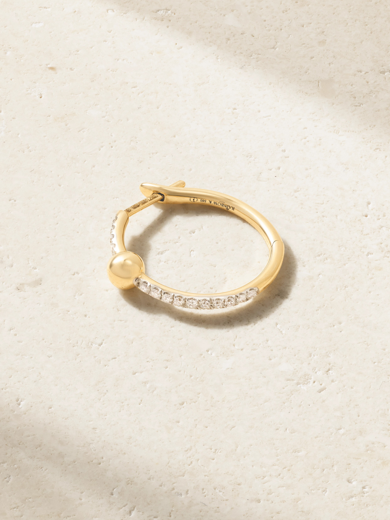 Rainbow K Satin Nano 14-karat Gold Diamond Single Earring