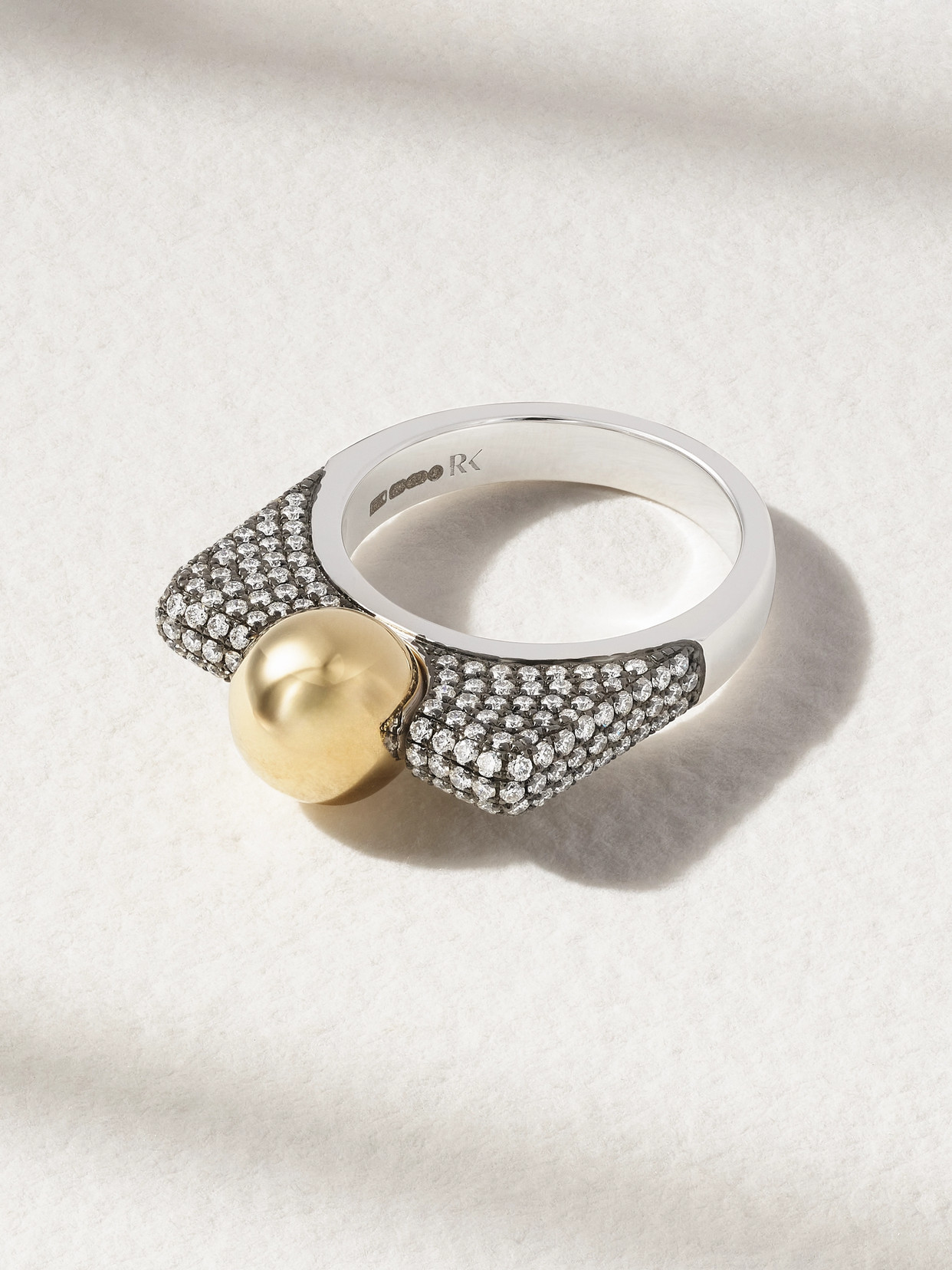 Rainbow K 14-karat Gold Blackened White And Yellow Gold Diamond Ring In Silver