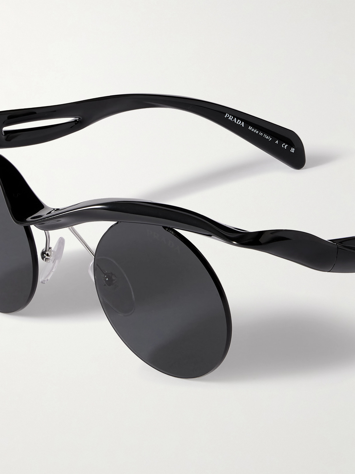 PRADA MORPH RIMLESS ROUND-FRAME ACETATE SUNGLASSES