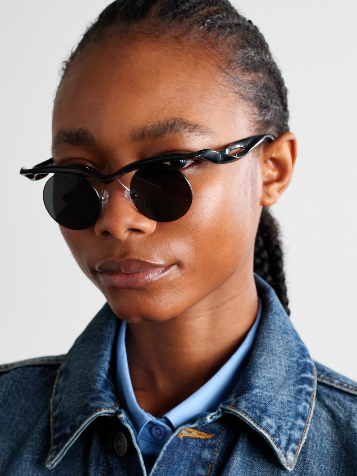 PRADA MORPH RIMLESS ROUND-FRAME ACETATE SUNGLASSES