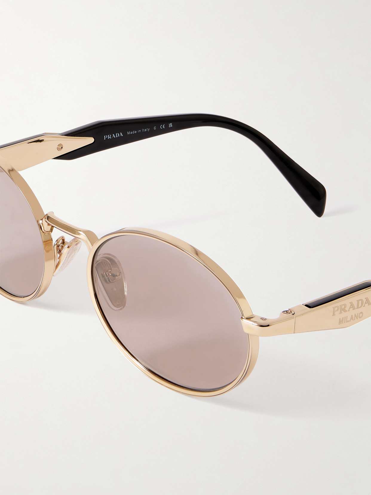 Prada Oval-frame Acetate And Gold-tone Sunglasses In Gold