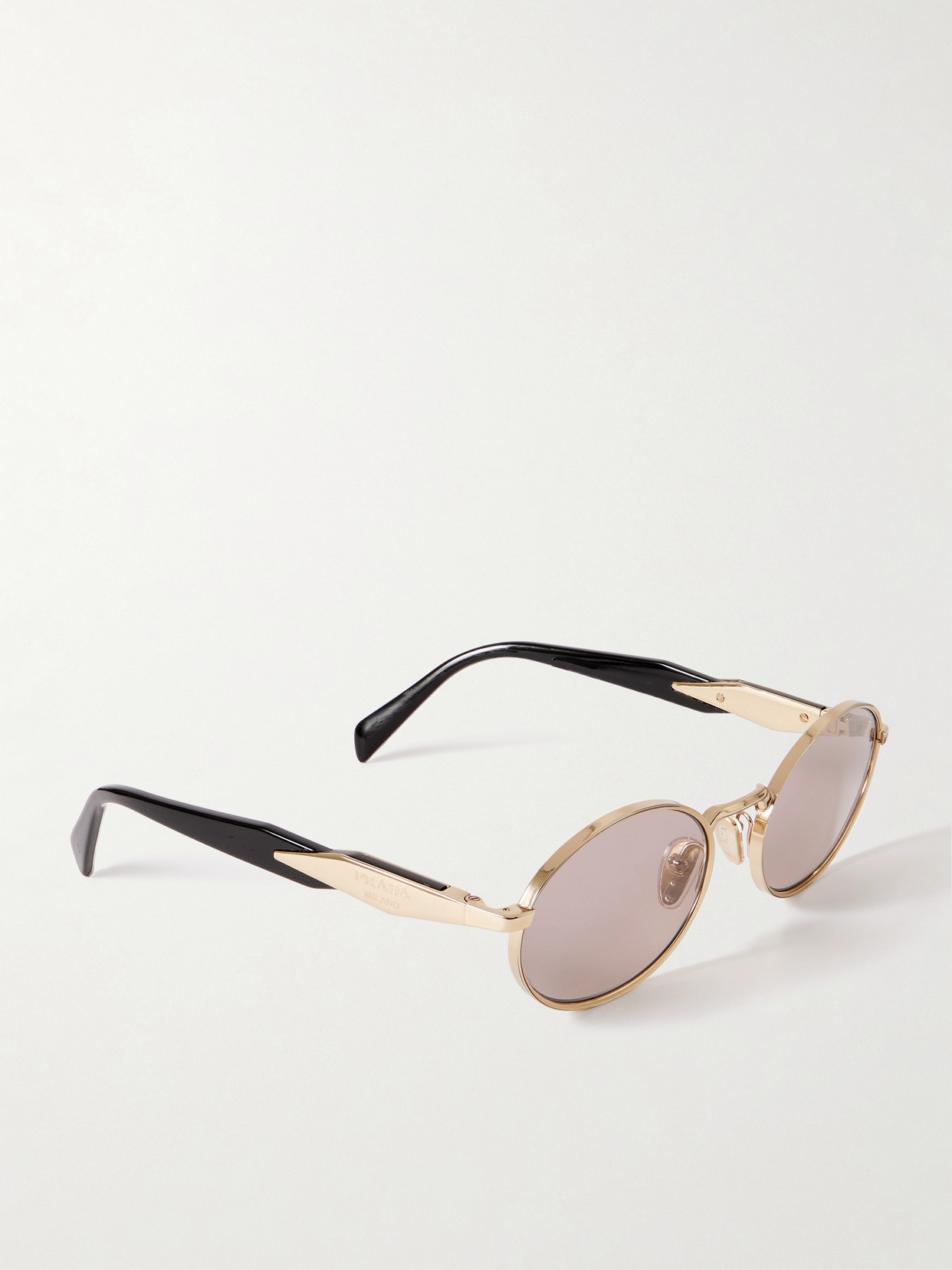 Prada Oval-frame Acetate And Gold-tone Sunglasses In Gold