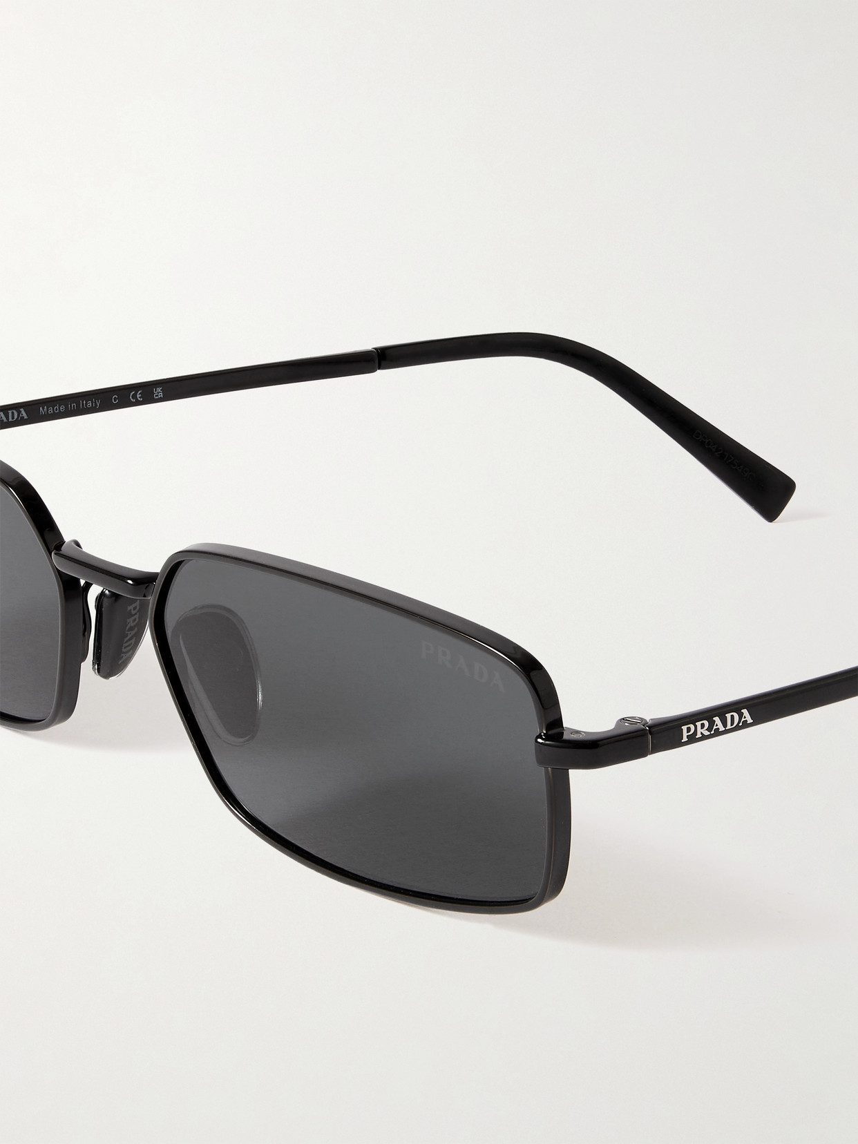 Prada Rectangular-frame Metal Sunglasses In Black