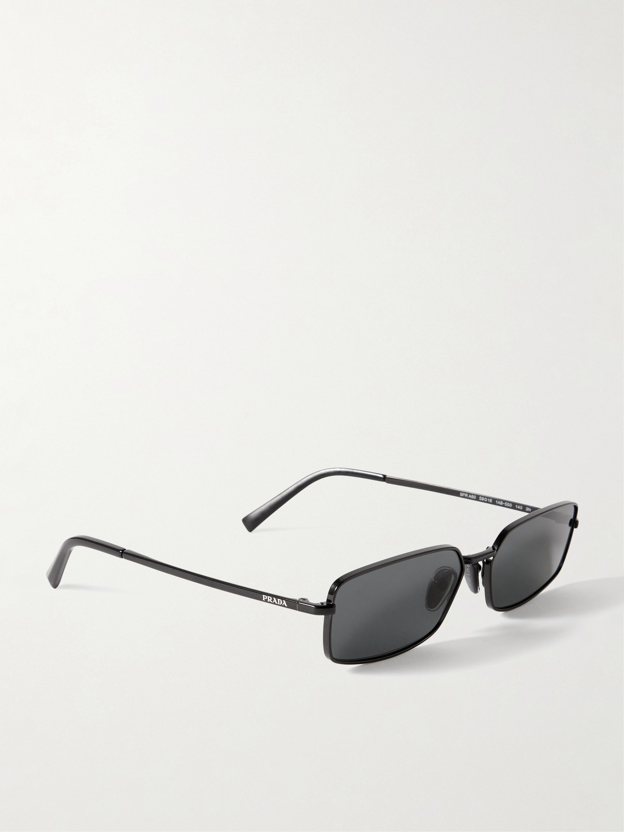 Prada Rectangular-frame Metal Sunglasses In Black