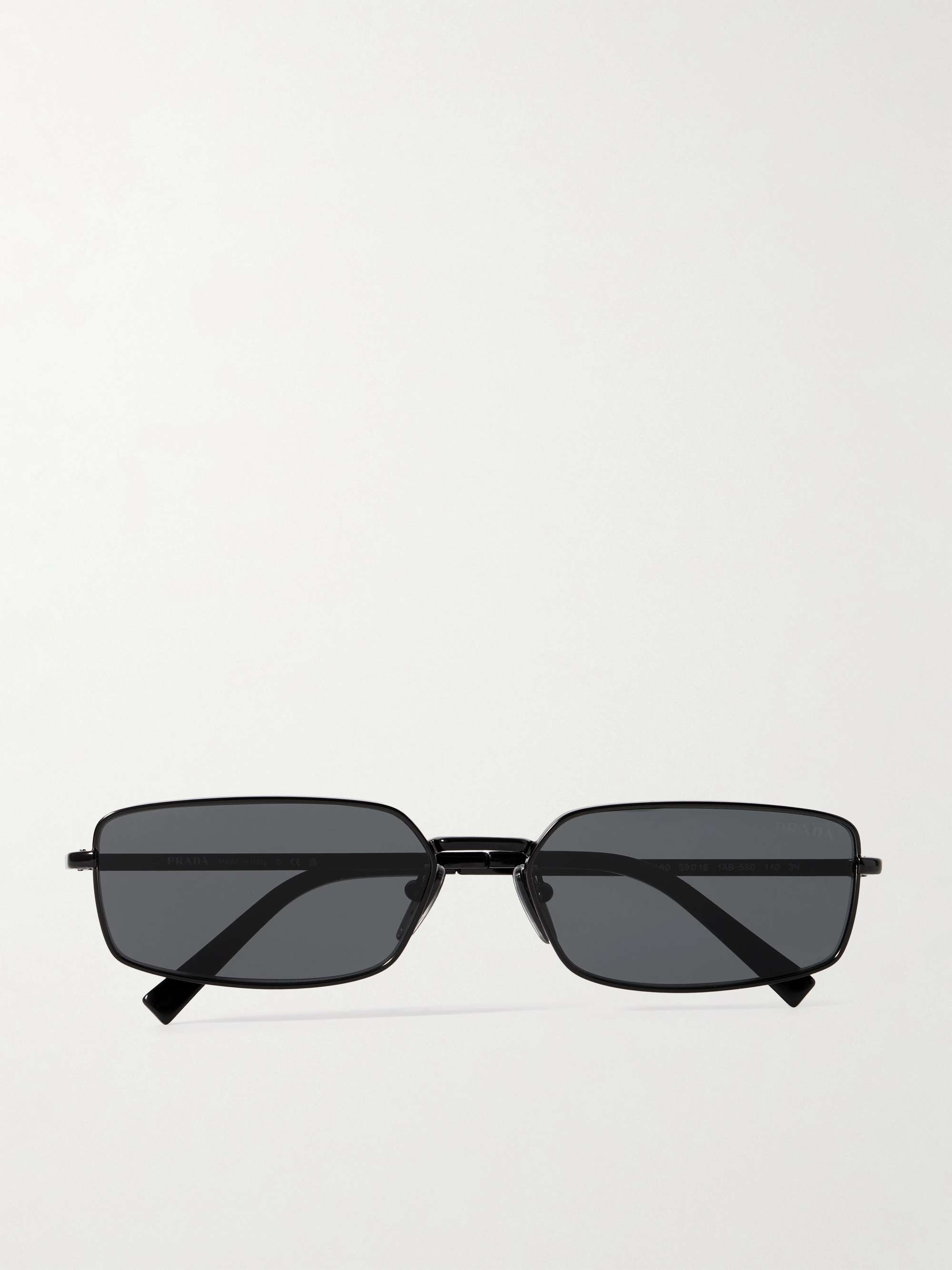 Rectangular-frame metal sunglasses - black - One Size