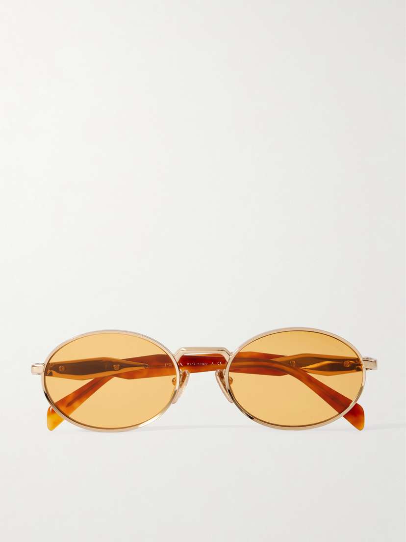 PRADA EYEWEAR Oval-frame Tortoiseshell Acetate And Gold-tone Sunglasses