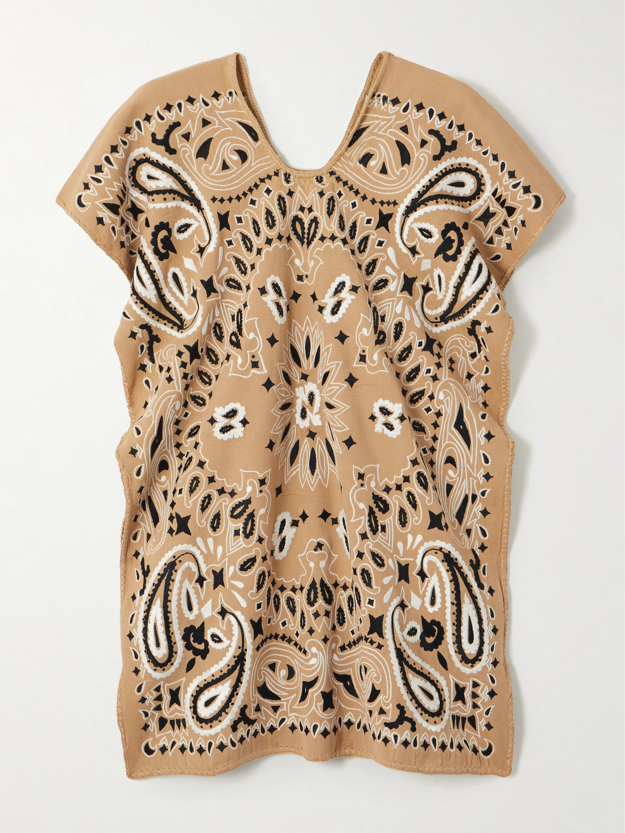 Pippa Holt Embroidered Cotton-canvas Huipil In Neutrals