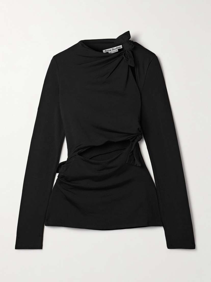 Acne Studios Cutout Knotted Ruched Stretch-jersey Top