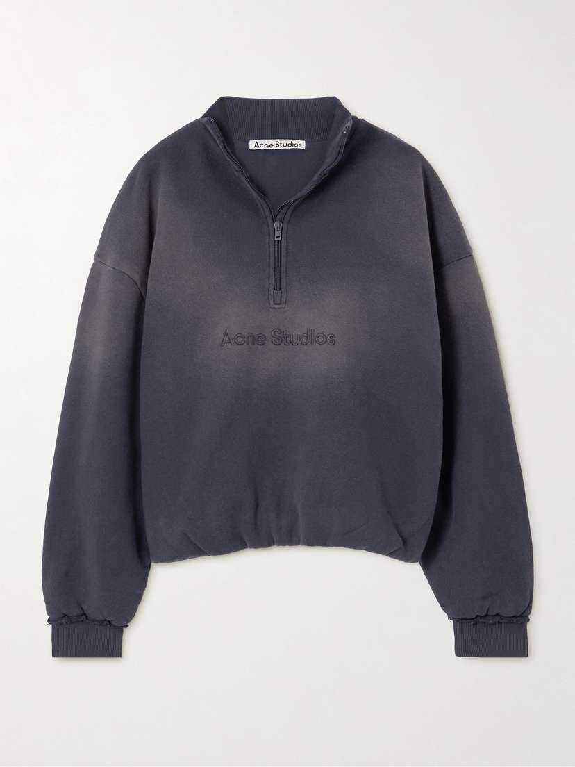 Acne Studios Embroidered Frayed Cotton-jersey Sweatshirt