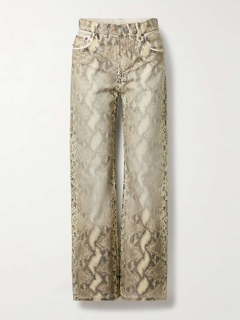 Acne Studios Snake-print Coated Mid-rise Jeans