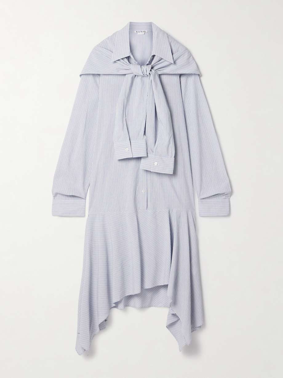 ACNE STUDIOS 不对称垂坠条纹巴里纱衬衫式连衣裙 | NET-A-PORTER
