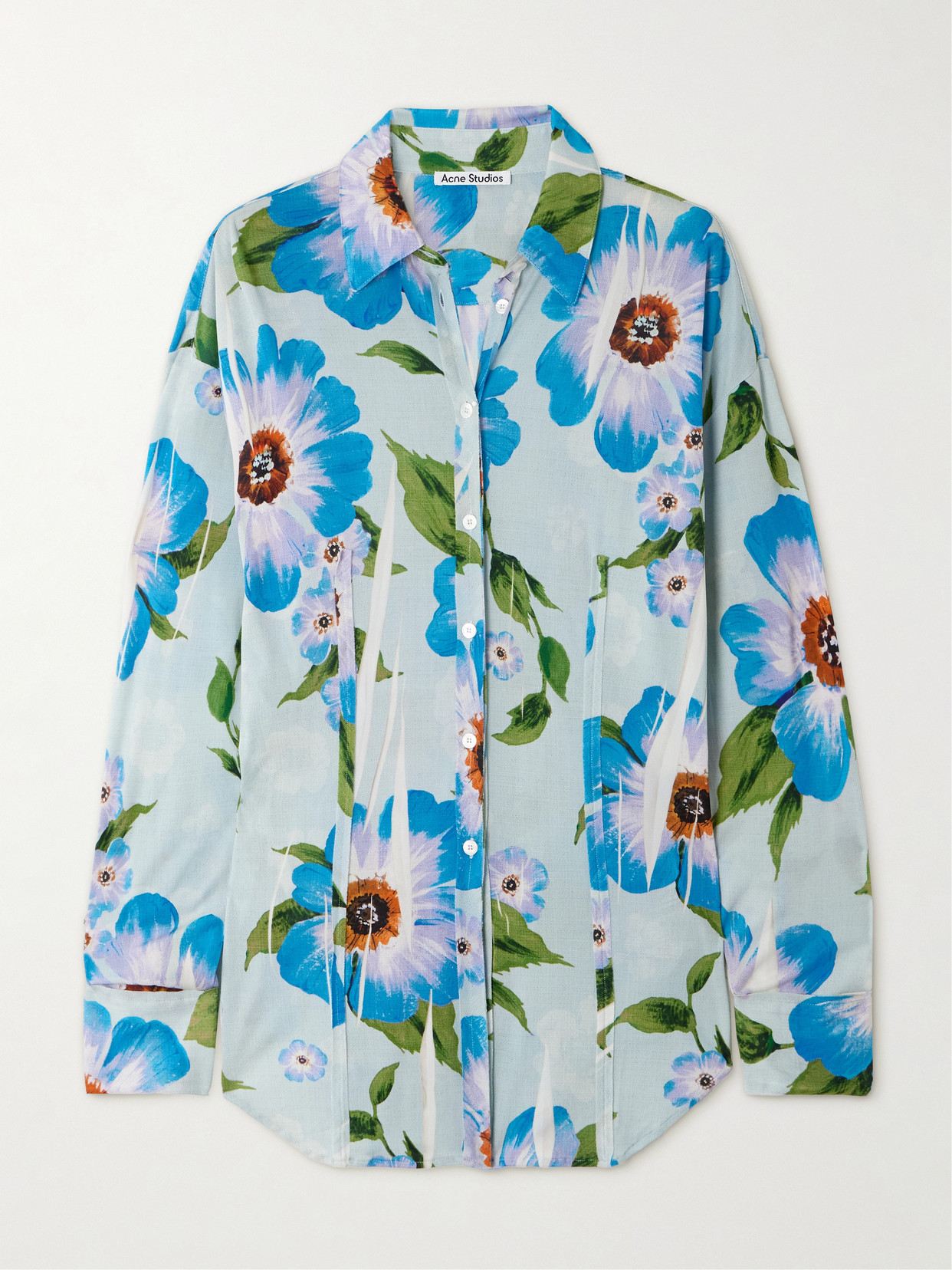 Acne Studios Suri Floral Print Button-up Shirt In Blue