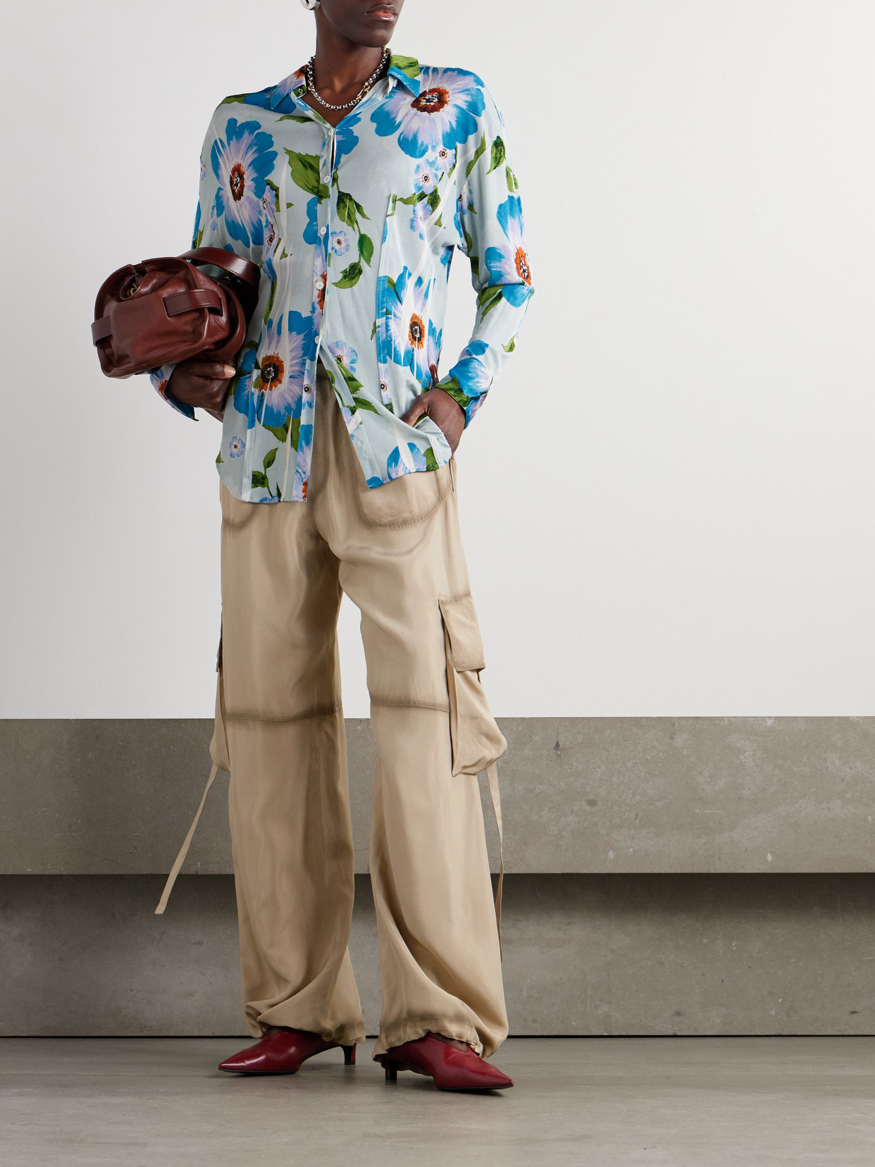 Acne Studios Button-up Printed Shirt In Blue