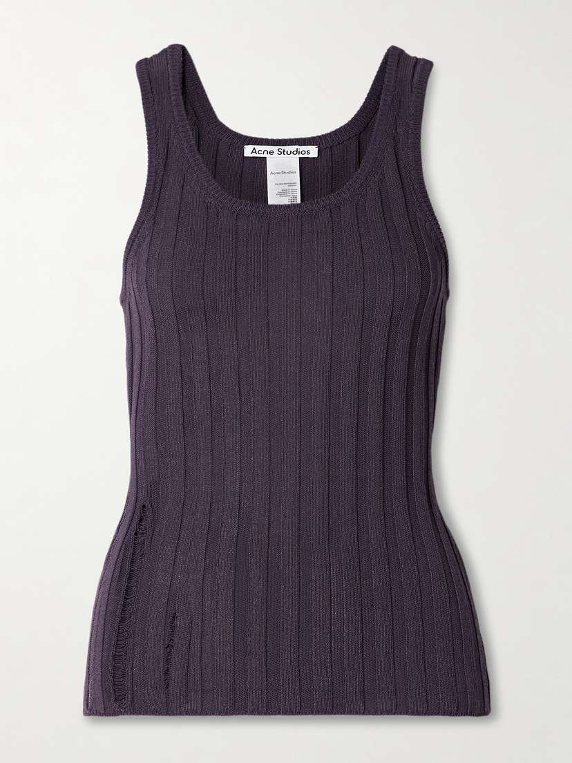 Acne Studios Distressed Ribbed Organic Cotton-blend Tank