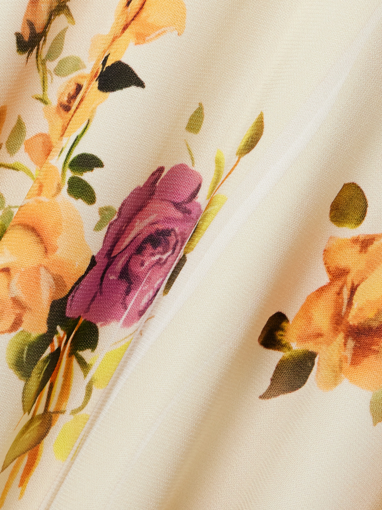 Acne Studios Asymmetric Floral-print Crepe Dress In Cream