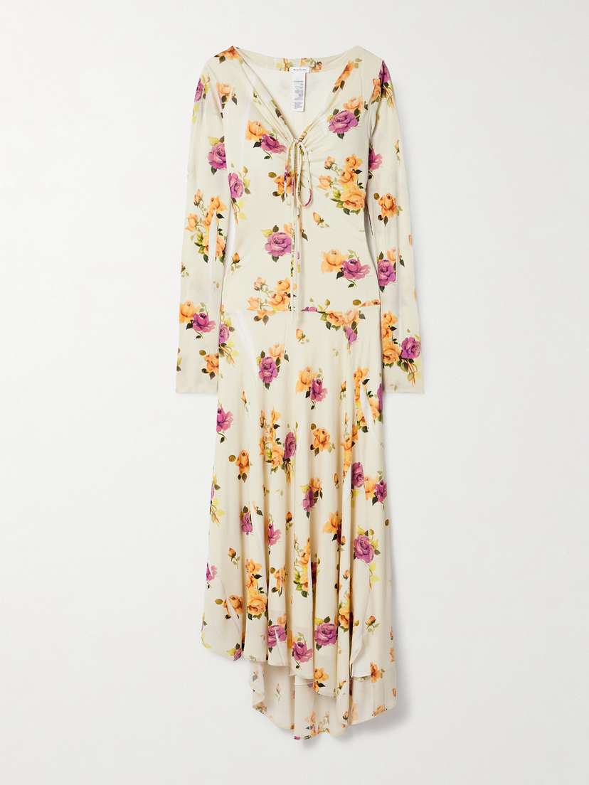 Acne Studios Asymmetric Floral-print Crepe Dress