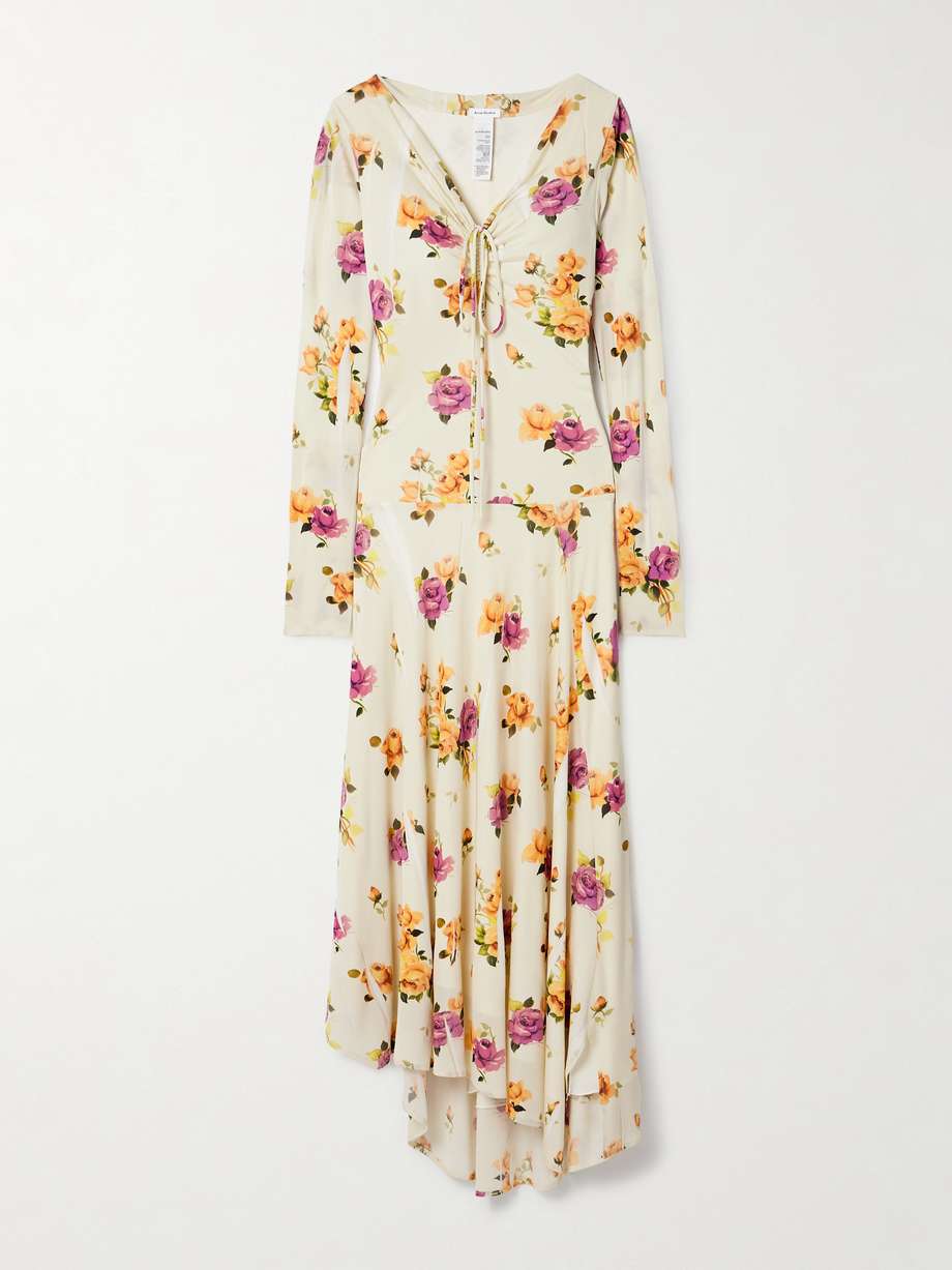 ACNE STUDIOS 不对称花卉印花绉纱连衣裙 | NET-A-PORTER