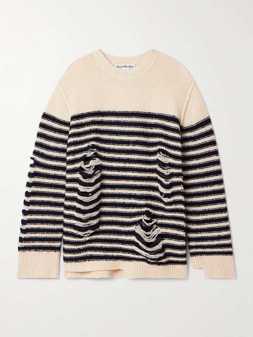 Acne Studios Distressed Striped Wool-blend Sweater