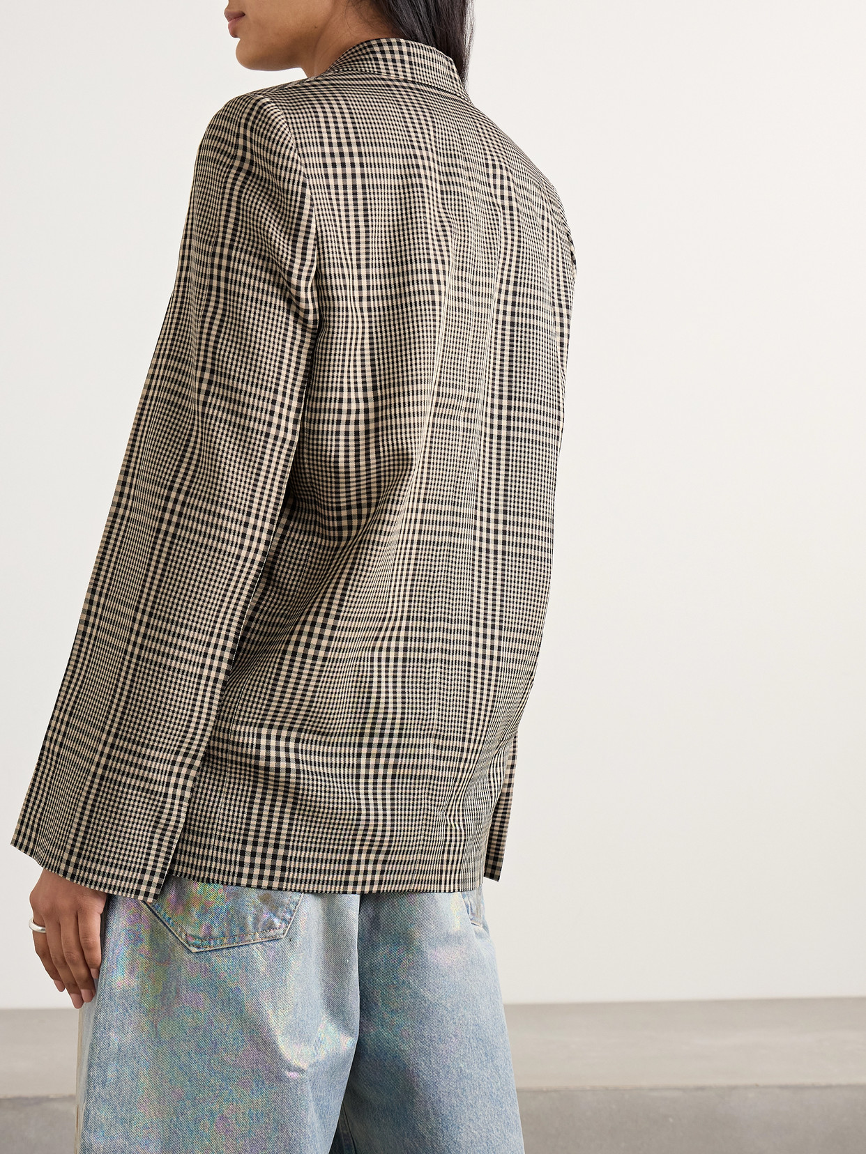 Acne Studios Checked Twill Blazer In Brown