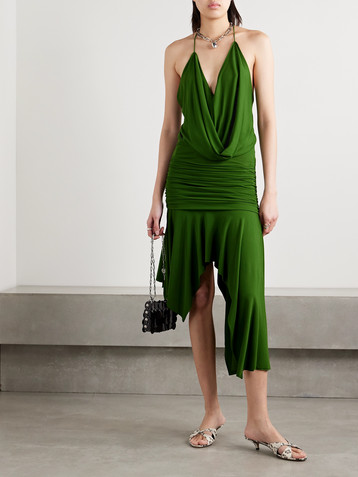 Acne Studios Asymmetric draped ruched jersey midi dress