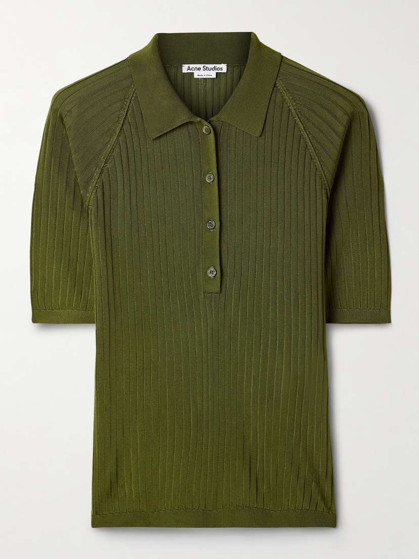 Acne Studios Ribbed-knit Polo Top