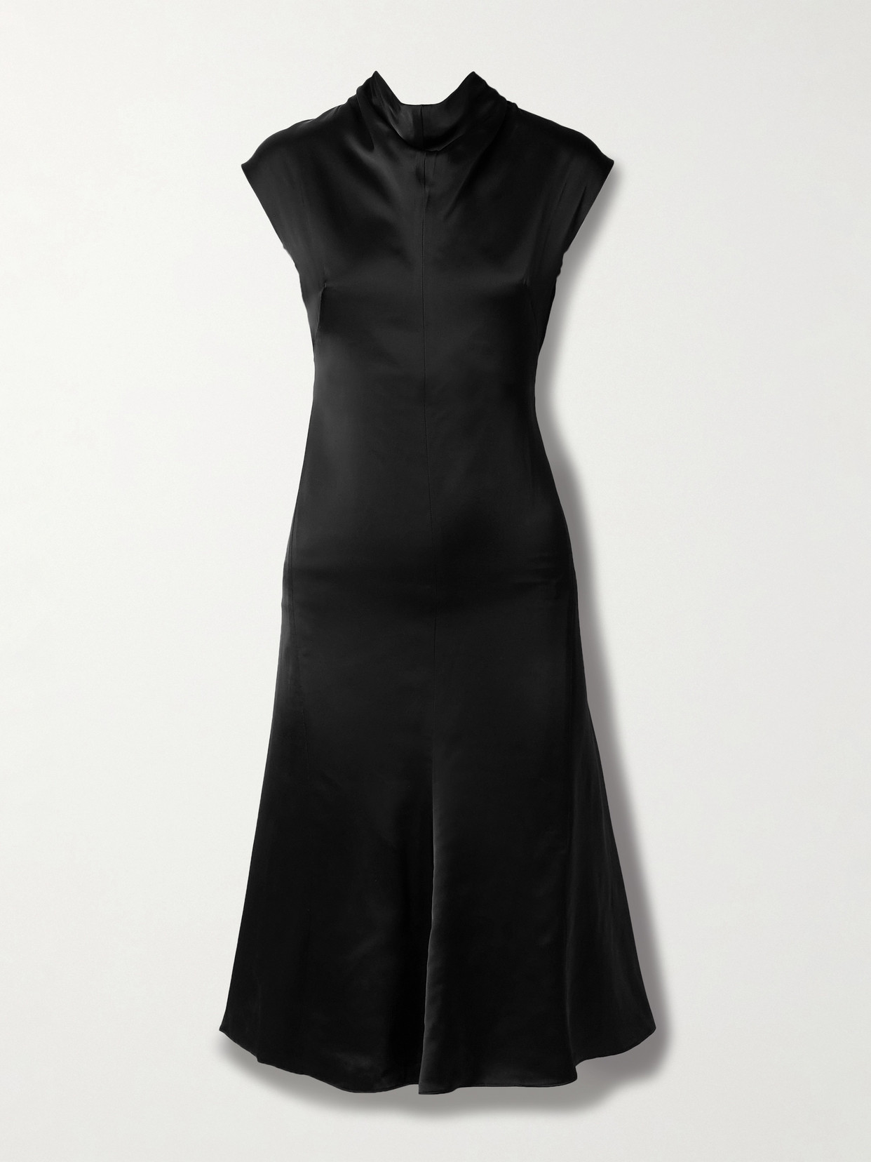 Acne Studios Draped Silk-satin Midi Dress In Black