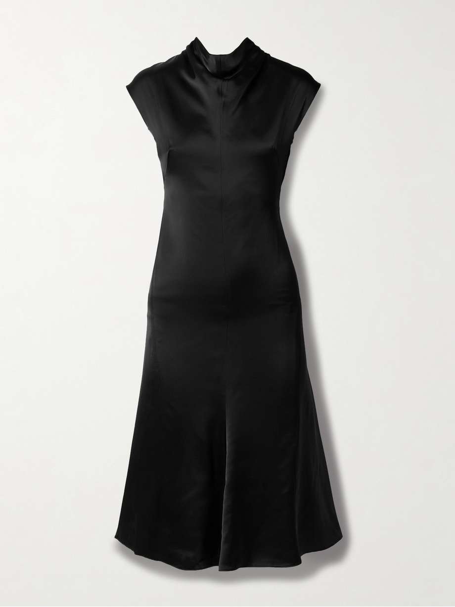 draped silk-satin midi dress
